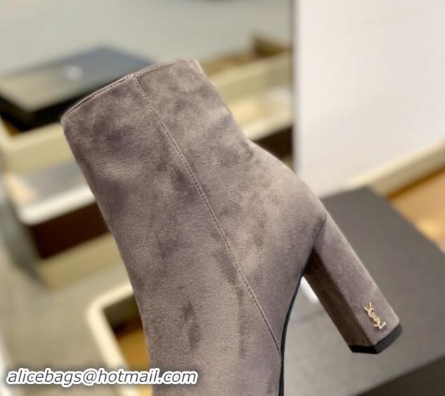 Popular Style Saint Laurent Suede Ankle Boots 9.5cm Grey 010049