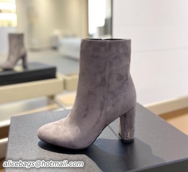 Popular Style Saint Laurent Suede Ankle Boots 9.5cm Grey 010049