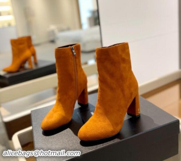 Perfect Saint Laurent Suede Ankle Boots 9.5cm Brown 010050