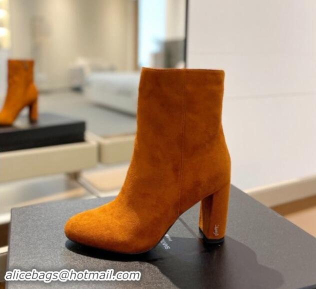 Perfect Saint Laurent Suede Ankle Boots 9.5cm Brown 010050