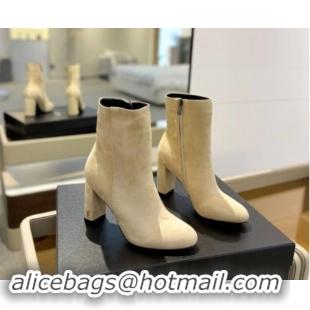 Shop Cheap Saint Laurent Suede Ankle Boots 9.5cm Light Beige 010051