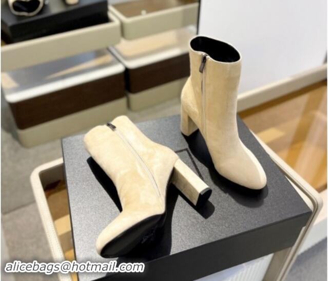 Shop Cheap Saint Laurent Suede Ankle Boots 9.5cm Light Beige 010051