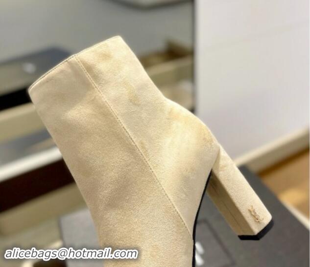 Shop Cheap Saint Laurent Suede Ankle Boots 9.5cm Light Beige 010051