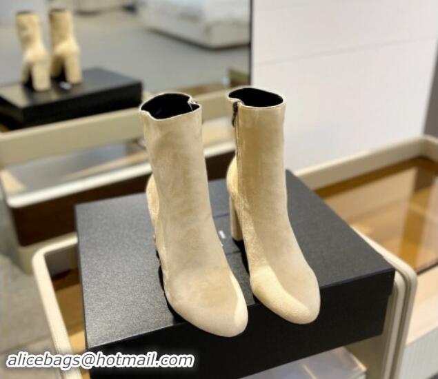 Shop Cheap Saint Laurent Suede Ankle Boots 9.5cm Light Beige 010051