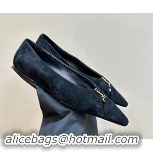 Good Looking Saint Laurent Babylone Ballet Flats in Suede Black 010062