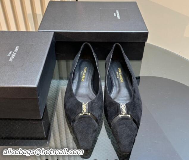 Good Looking Saint Laurent Babylone Ballet Flats in Suede Black 010062