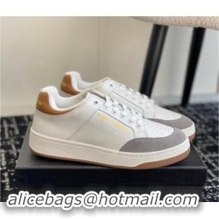 Pretty Style Saint Laurent SL/61 Sneakers in Smooth Leather and Suede White/Grey 1010075