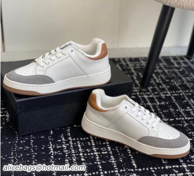 Pretty Style Saint Laurent SL/61 Sneakers in Smooth Leather and Suede White/Grey 1010075