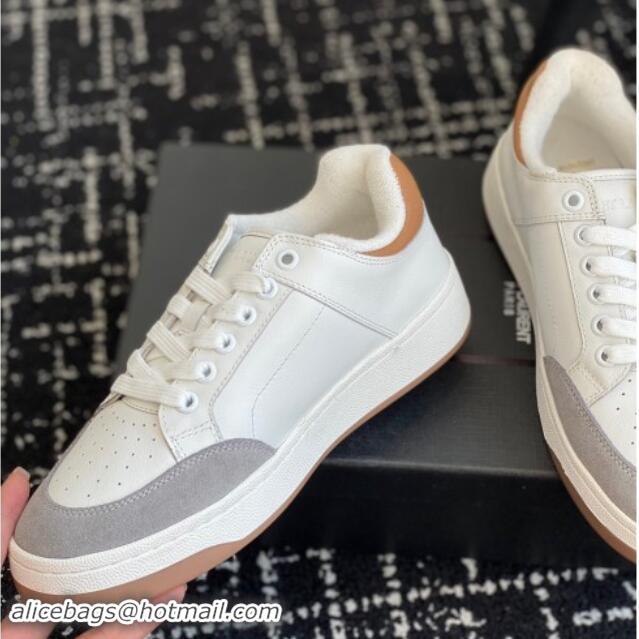 Pretty Style Saint Laurent SL/61 Sneakers in Smooth Leather and Suede White/Grey 1010075