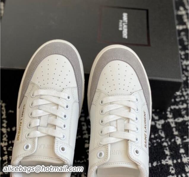 Pretty Style Saint Laurent SL/61 Sneakers in Smooth Leather and Suede White/Grey 1010075