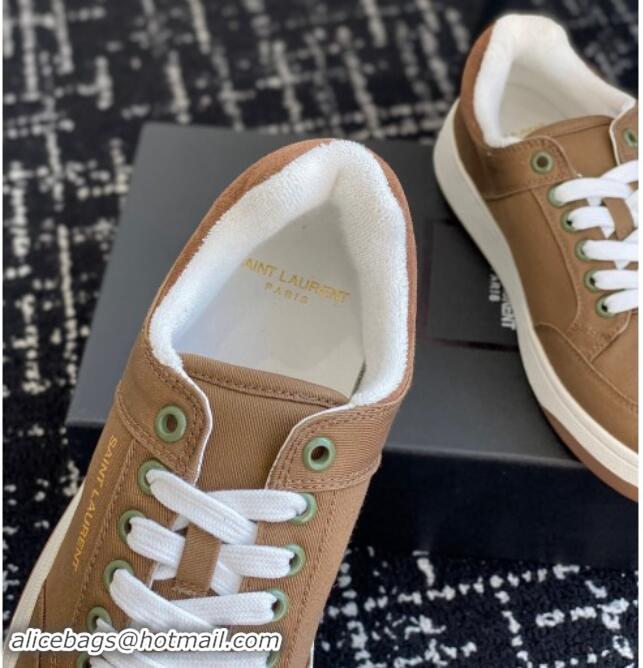 Durable Saint Laurent SL/61 Sneakers in Khaki Gabardine Canvas 1010076