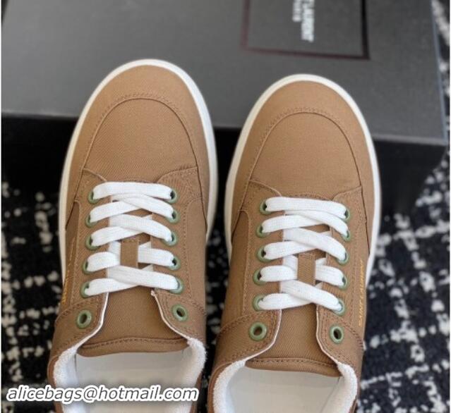 Durable Saint Laurent SL/61 Sneakers in Khaki Gabardine Canvas 1010076