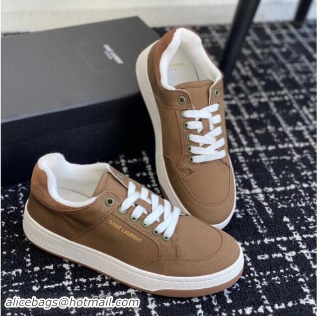 Durable Saint Laurent SL/61 Sneakers in Khaki Gabardine Canvas 1010076