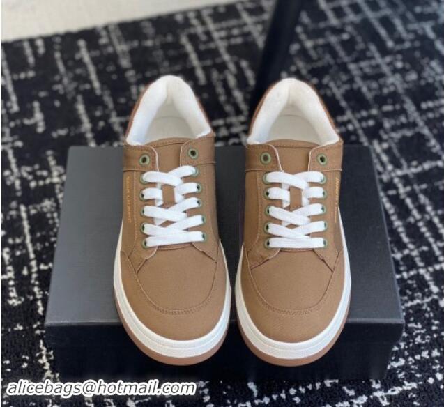 Durable Saint Laurent SL/61 Sneakers in Khaki Gabardine Canvas 1010076