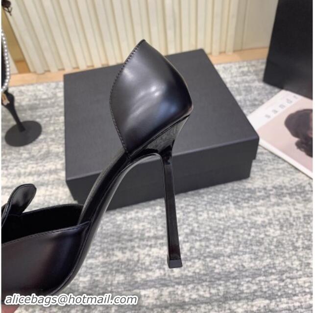 Top Design Saint Laurent D'ORSAY Open Pumps 11cm in Smooth Leather Black 1010078