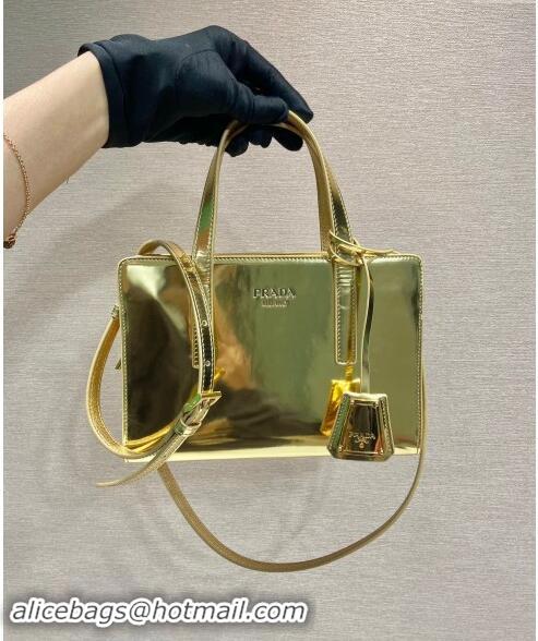 Well Crafted Prada Re-Edition 1995 Brushed-Leather Mini Top Handle Bag 1BA357 Gold 2023