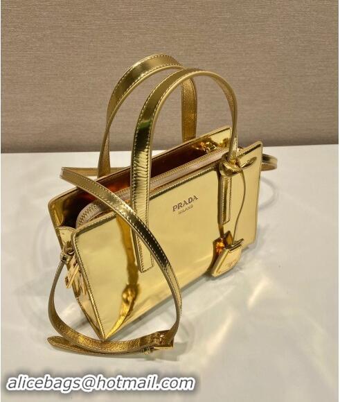 Well Crafted Prada Re-Edition 1995 Brushed-Leather Mini Top Handle Bag 1BA357 Gold 2023