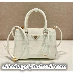 Best Price Prada Small Galleria Quilted Saffiano Leather Bag 1BA896 White 2023