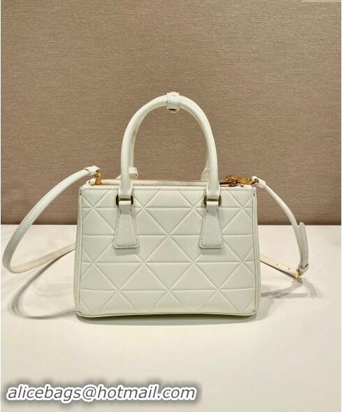 Best Price Prada Small Galleria Quilted Saffiano Leather Bag 1BA896 White 2023