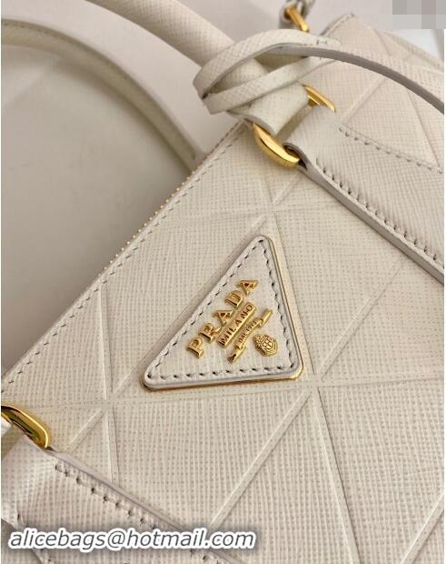 Best Price Prada Small Galleria Quilted Saffiano Leather Bag 1BA896 White 2023