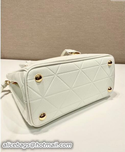 Best Price Prada Small Galleria Quilted Saffiano Leather Bag 1BA896 White 2023