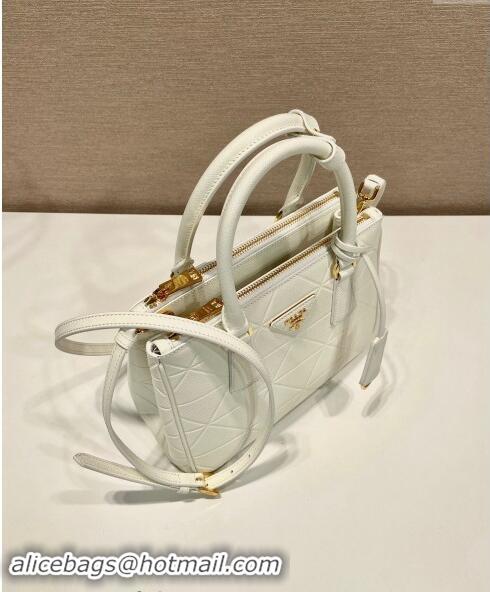 Best Price Prada Small Galleria Quilted Saffiano Leather Bag 1BA896 White 2023