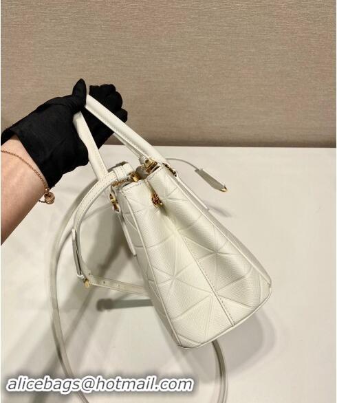 Best Price Prada Small Galleria Quilted Saffiano Leather Bag 1BA896 White 2023