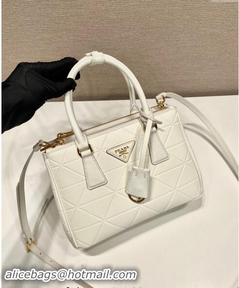 Best Price Prada Small Galleria Quilted Saffiano Leather Bag 1BA896 White 2023