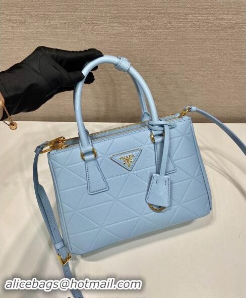 Top Design Prada Small Galleria Quilted Saffiano Leather Bag 1BA896 Blue 2023