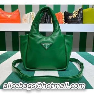 Buy Fashionable Prada Small Padded Nappa Leather Top Handle Bag 1BA359 Green 2023