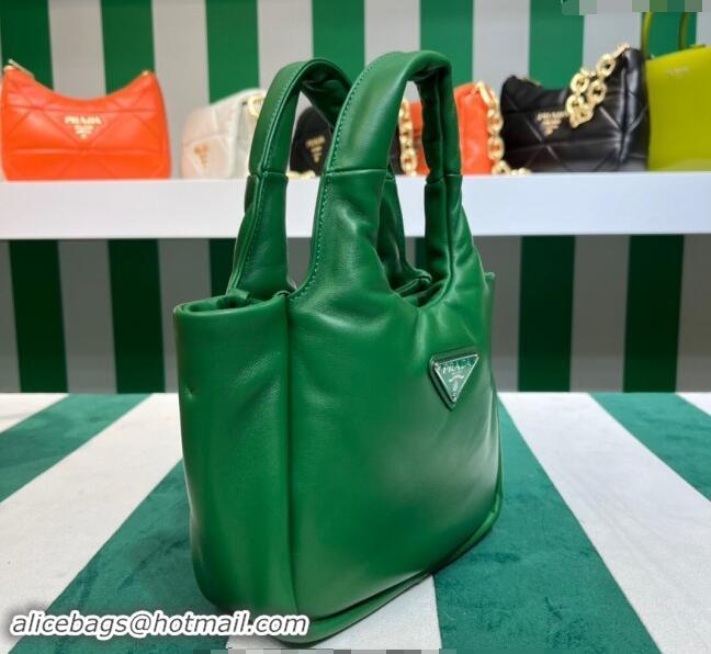 Buy Fashionable Prada Small Padded Nappa Leather Top Handle Bag 1BA359 Green 2023