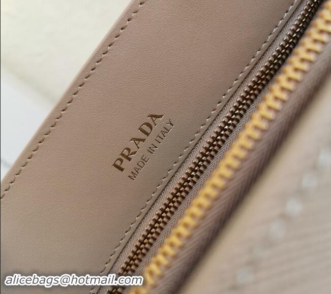 Luxury Discount Prada Large Saffiano Leather Handband 1BA153 Beige 2023