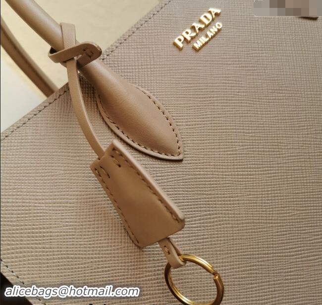 Luxury Discount Prada Large Saffiano Leather Handband 1BA153 Beige 2023