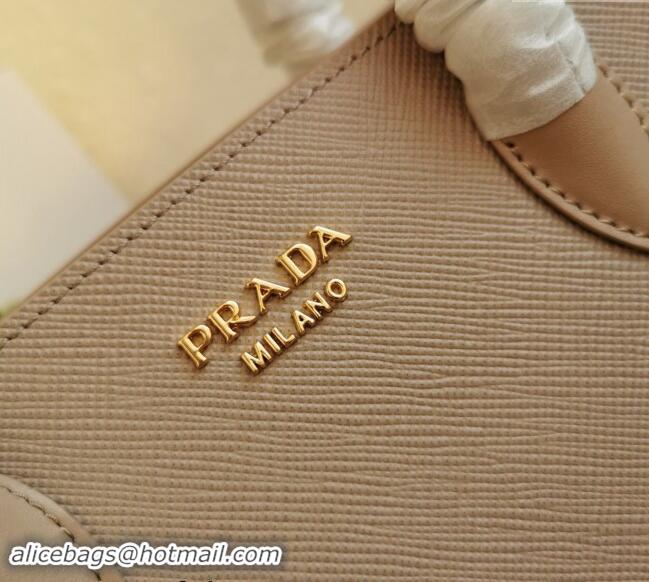 Luxury Discount Prada Large Saffiano Leather Handband 1BA153 Beige 2023