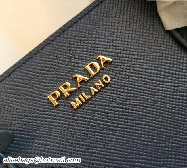 Top Grade Prada Large Saffiano Leather Handband 1BA153 Navy Blue/Yellow 2023