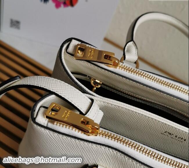 Top Grade Prada Large Saffiano Leather Handband 1BA232 White 2023