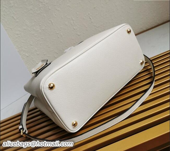 Top Grade Prada Large Saffiano Leather Handband 1BA232 White 2023