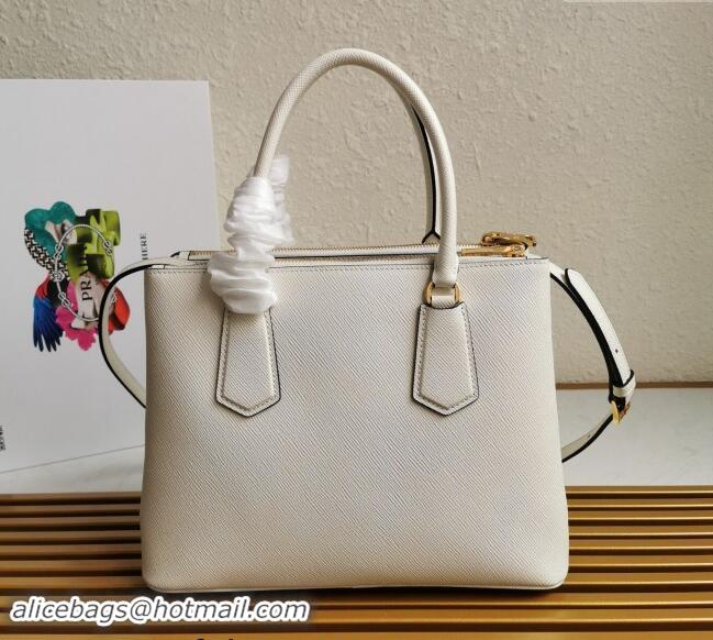 Top Grade Prada Large Saffiano Leather Handband 1BA232 White 2023