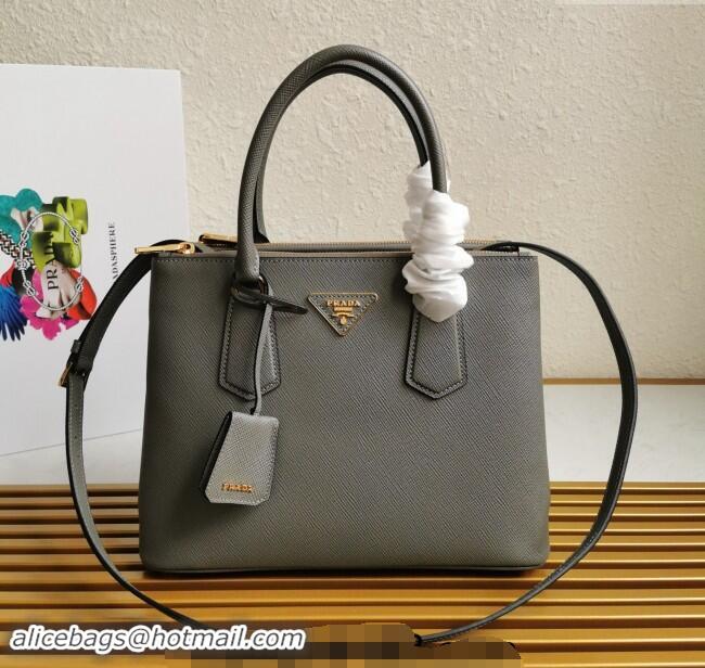 Top Grade Prada Large Saffiano Leather Handband 1BA232 Grey 2023