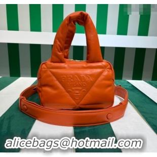 Top Quality Prada Quilted nappa leather Top Handle bag 1BB083 Orange 2023