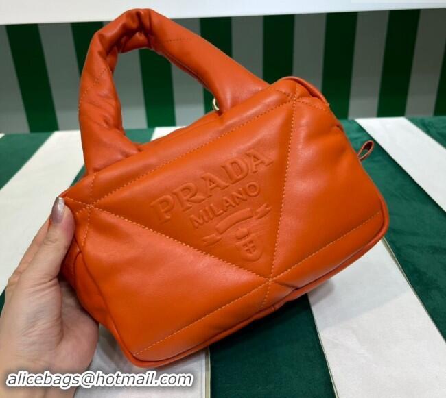 Top Quality Prada Quilted nappa leather Top Handle bag 1BB083 Orange 2023