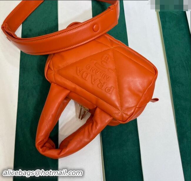 Top Quality Prada Quilted nappa leather Top Handle bag 1BB083 Orange 2023