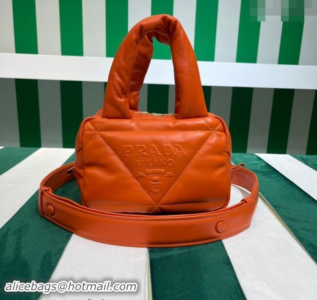 Top Quality Prada Quilted nappa leather Top Handle bag 1BB083 Orange 2023