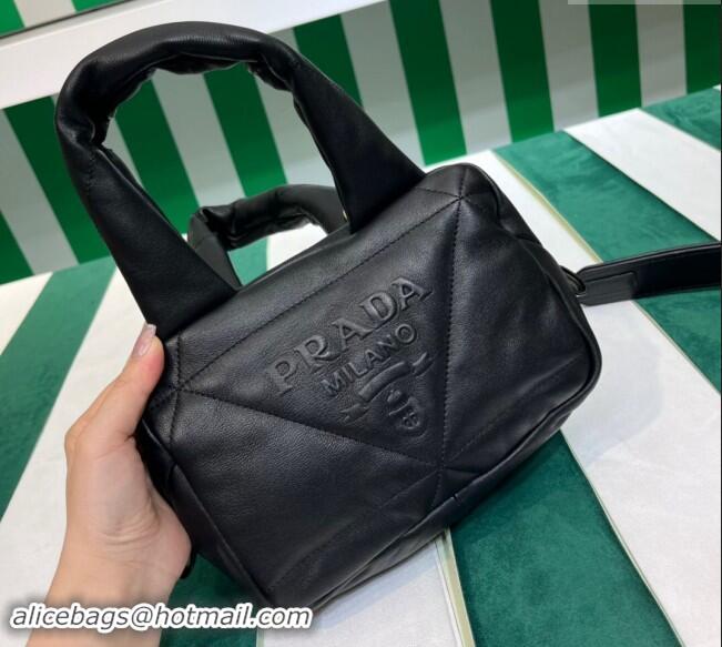 Buy Fashionable Prada Quilted nappa leather Top Handle bag 1BB083 Black 2023