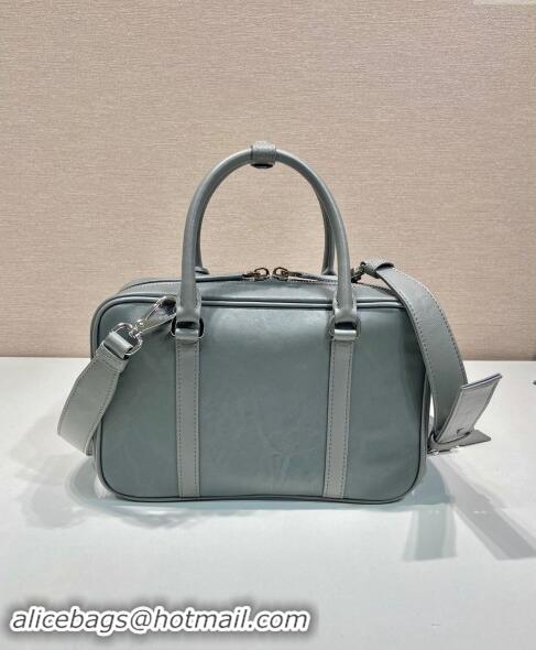 Shop Grade Prada Medium antique nappa leather top handle bag 1BB092 Slate Grey 2023