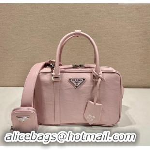 Luxury Cheap Prada Medium antique nappa leather top handle bag 1BB092 Alabaster Pink 2023