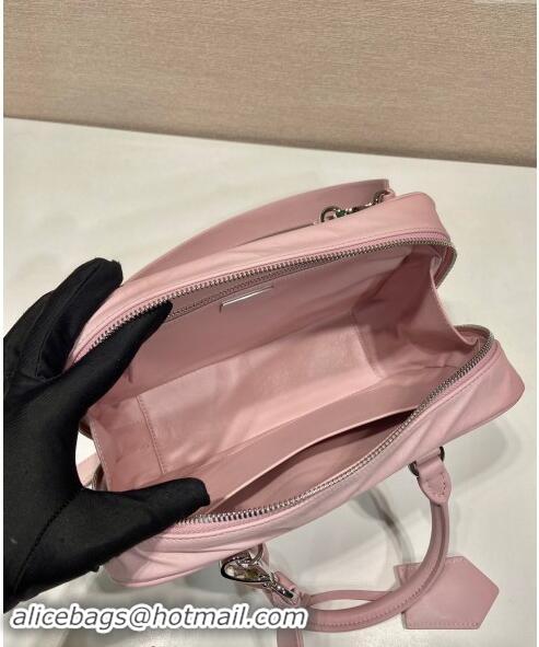 Luxury Cheap Prada Medium antique nappa leather top handle bag 1BB092 Alabaster Pink 2023