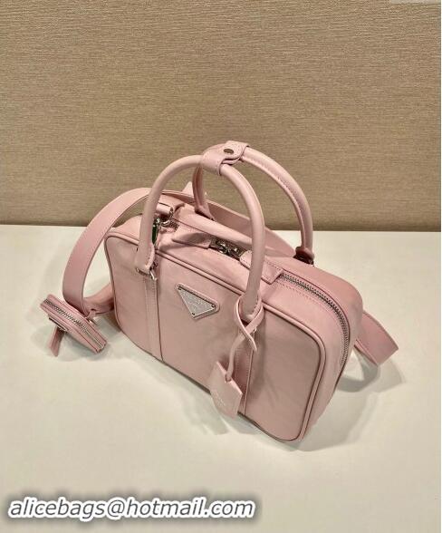 Luxury Cheap Prada Medium antique nappa leather top handle bag 1BB092 Alabaster Pink 2023