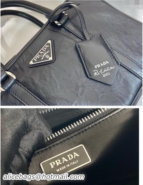 Promotional Prada Medium antique nappa leather top handle bag 1BB092 Black 2023