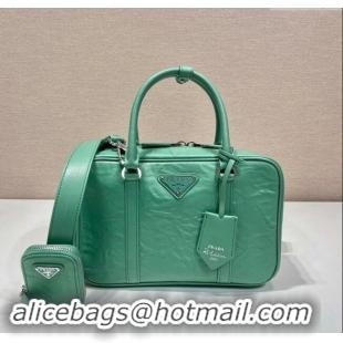 Grade Discount Prada Medium antique nappa leather top handle bag 1BB092 Sage Green 2023